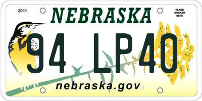 NE license plate 94LP40