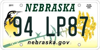 NE license plate 94LP87