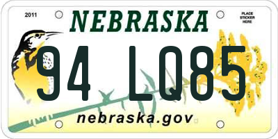 NE license plate 94LQ85