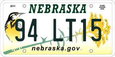 NE license plate 94LT15