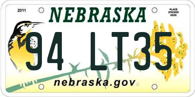 NE license plate 94LT35