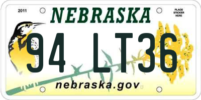 NE license plate 94LT36