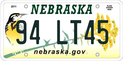NE license plate 94LT45