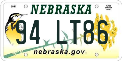 NE license plate 94LT86