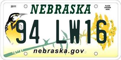 NE license plate 94LW16