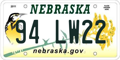 NE license plate 94LW22