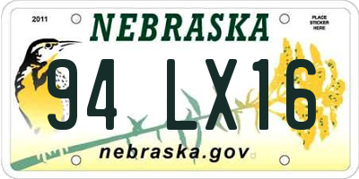 NE license plate 94LX16