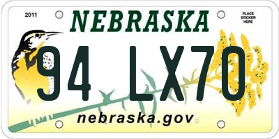 NE license plate 94LX70