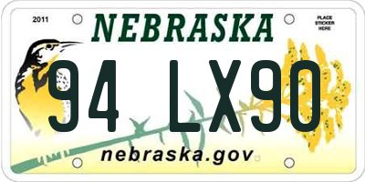 NE license plate 94LX90