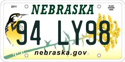 NE license plate 94LY98