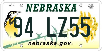 NE license plate 94LZ55