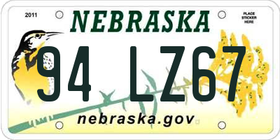 NE license plate 94LZ67
