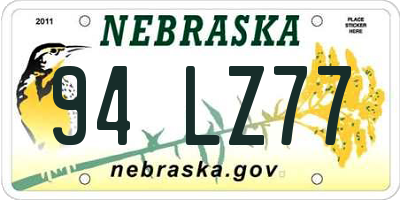 NE license plate 94LZ77