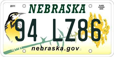NE license plate 94LZ86