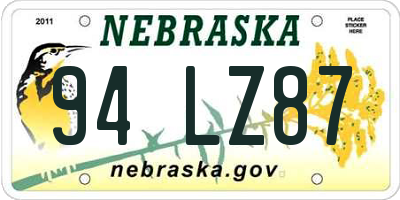 NE license plate 94LZ87