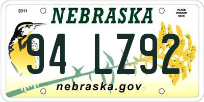 NE license plate 94LZ92