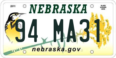 NE license plate 94MA31