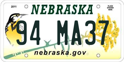 NE license plate 94MA37