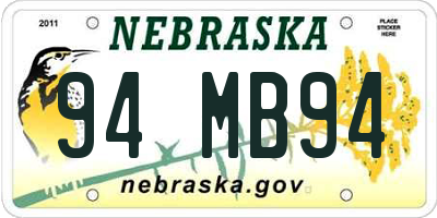 NE license plate 94MB94