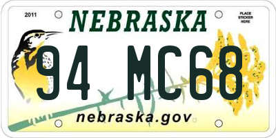 NE license plate 94MC68