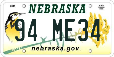 NE license plate 94ME34