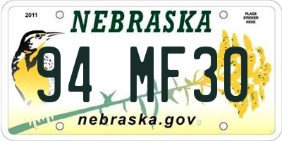 NE license plate 94MF30