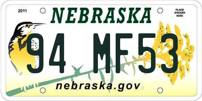 NE license plate 94MF53