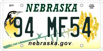 NE license plate 94MF54