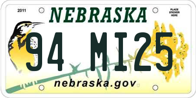NE license plate 94MI25