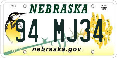 NE license plate 94MJ34