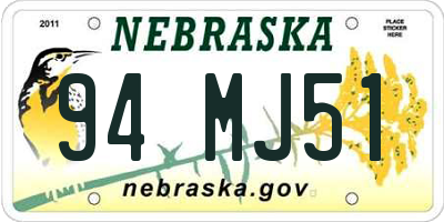 NE license plate 94MJ51