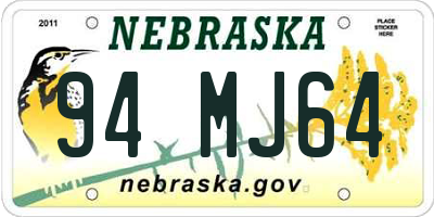 NE license plate 94MJ64