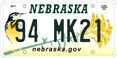 NE license plate 94MK21