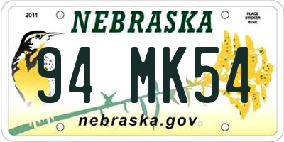 NE license plate 94MK54