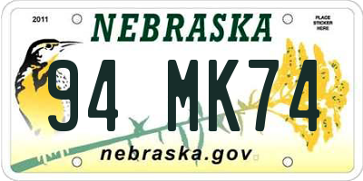 NE license plate 94MK74