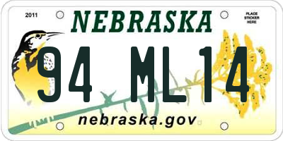 NE license plate 94ML14