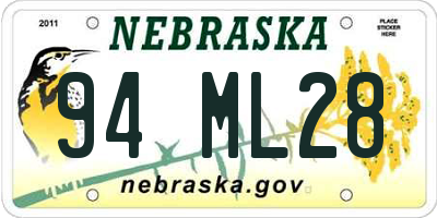 NE license plate 94ML28