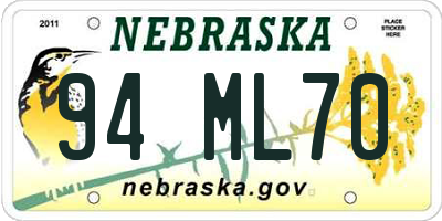 NE license plate 94ML70