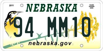NE license plate 94MM10