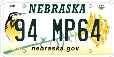 NE license plate 94MP64