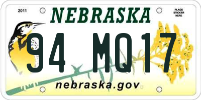 NE license plate 94MQ17
