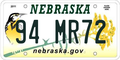 NE license plate 94MR72