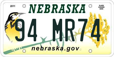 NE license plate 94MR74