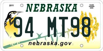 NE license plate 94MT98