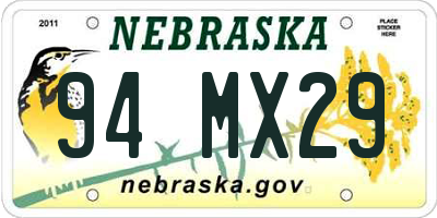 NE license plate 94MX29