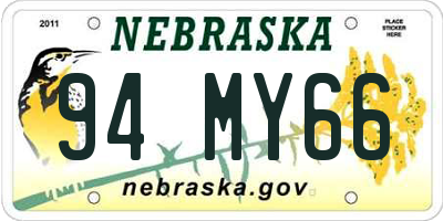 NE license plate 94MY66