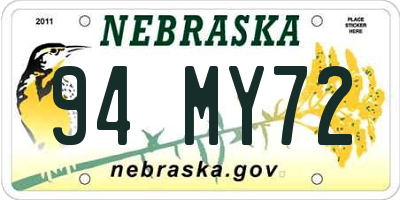 NE license plate 94MY72