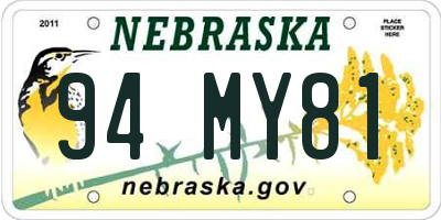 NE license plate 94MY81