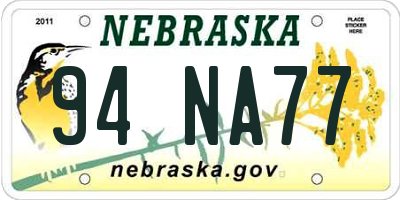 NE license plate 94NA77