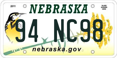 NE license plate 94NC98